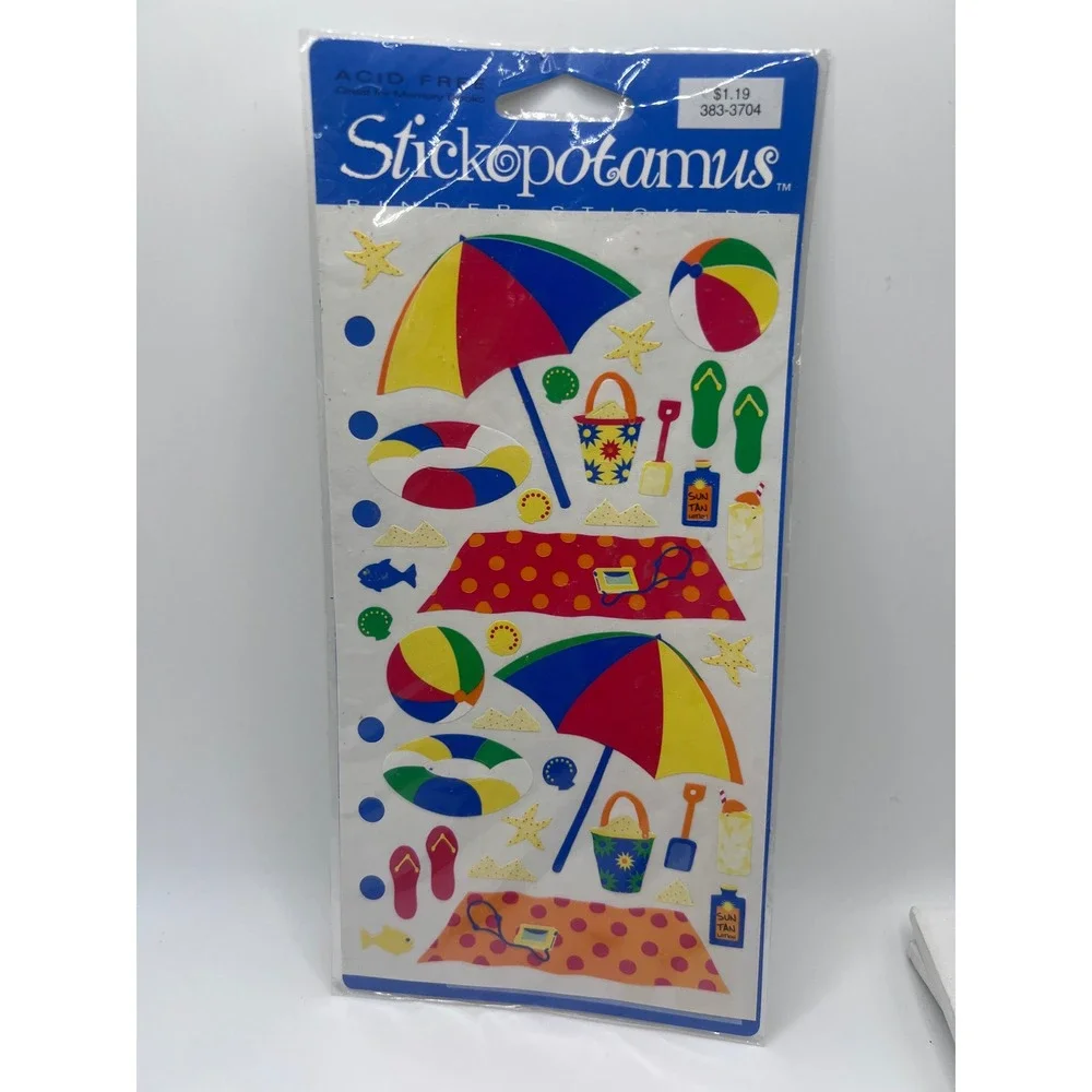 Stickopotamus Sticker Binder Sheet Sealed Beach Summer Scrapbooking‎ Crafts NOS